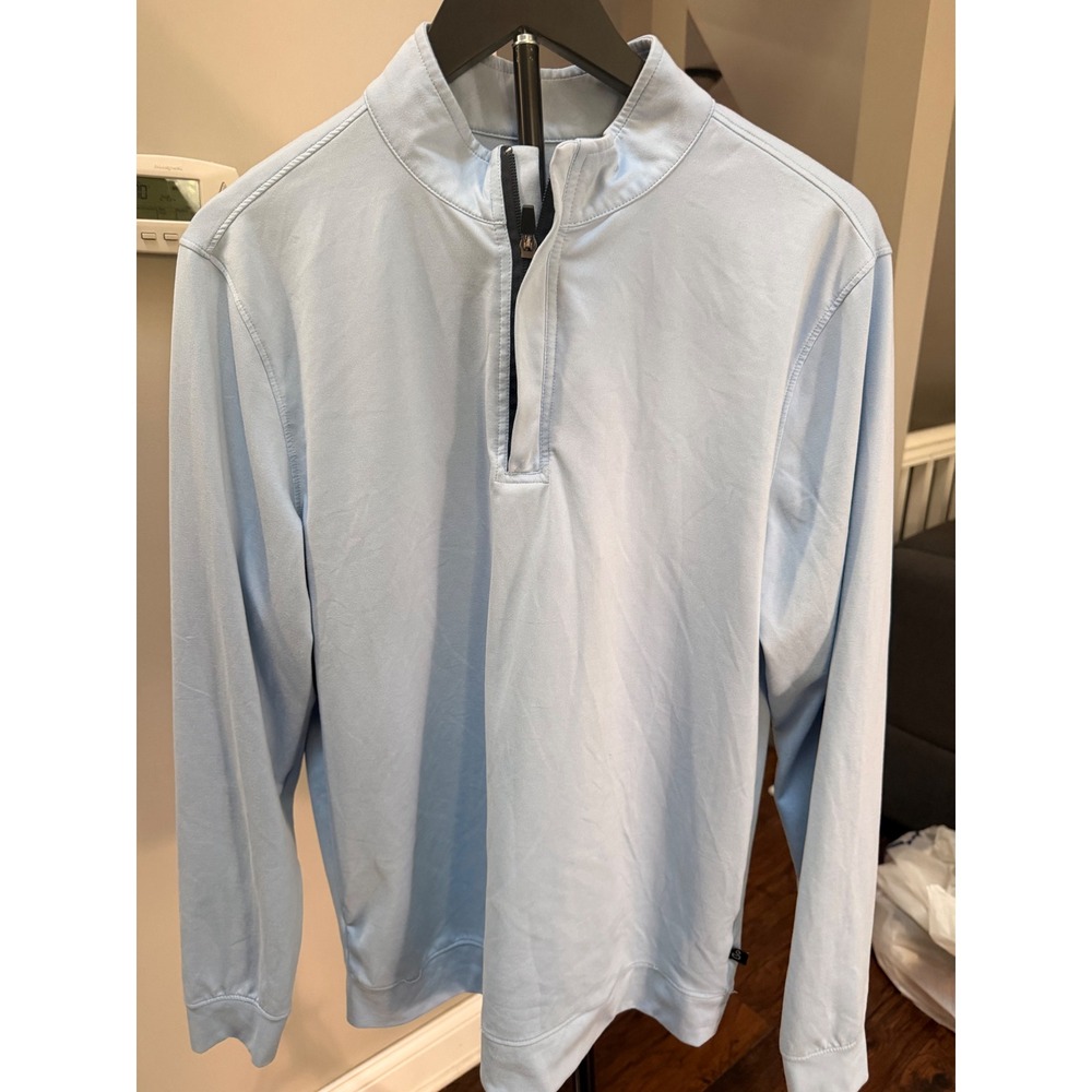 Swannies Mens Light Blue Quarter Zip Golf Pullover Performance Sweatshirt Medium
